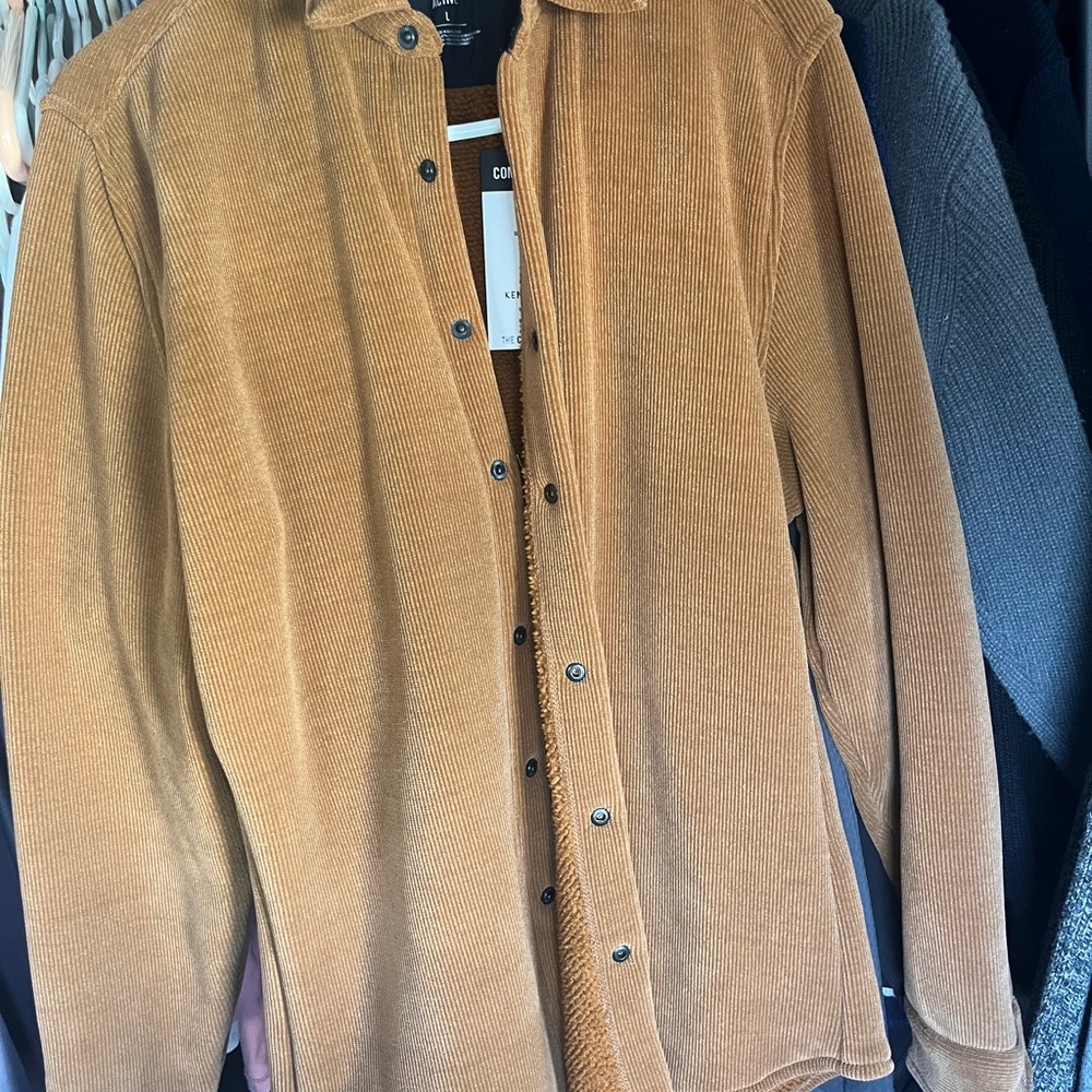 Kenneth Cole Corduroy Sherpa Jacket - Rust Orange